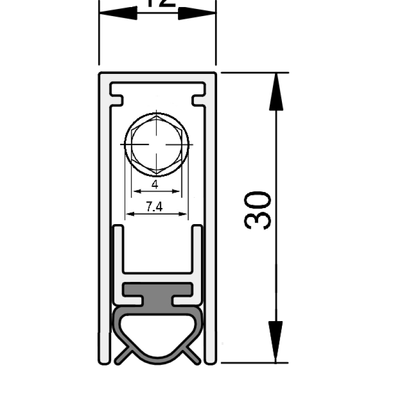 Порог автоматический врезной
DL STANDARD 12/30 L=1620мм
