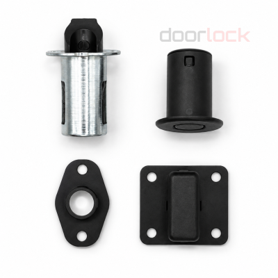 Запирающее автоматическое устройство DOORLOCK 1902/35SET в комплекте с направляющей втулкой и ответными частями для пассивных створок, для тяг 1932