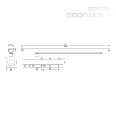 Дверной доводчик DOORLOCK DL300S/N BC DA HO EN 3-5 монтаж с противоположной петлям стороны