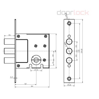 Замок дверной DOORLOCK DL8257K/Z/52мм, сувальдный