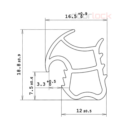 Уплотнитель ИЛЬПЕА САР для дверей для паза (16,5х18,8 мм)