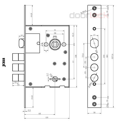 Замок дверной DOORLOCK DL930K/Z/67/85мм, сувальдный