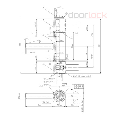 Петля CEMOM DL EBP773-0/22Ax45Ax22A TF4 8050 никелированная, противосъемная с регулировочными шайбами