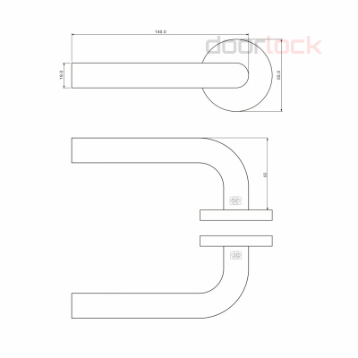 Ручка дверная DL 050/F-55 PZ Rt, матовая нержавеющая сталь