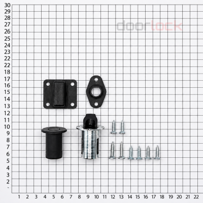 Запирающее автоматическое устройство DOORLOCK 1902/35SET в комплекте с направляющей втулкой и ответными частями для пассивных створок, для тяг 1932